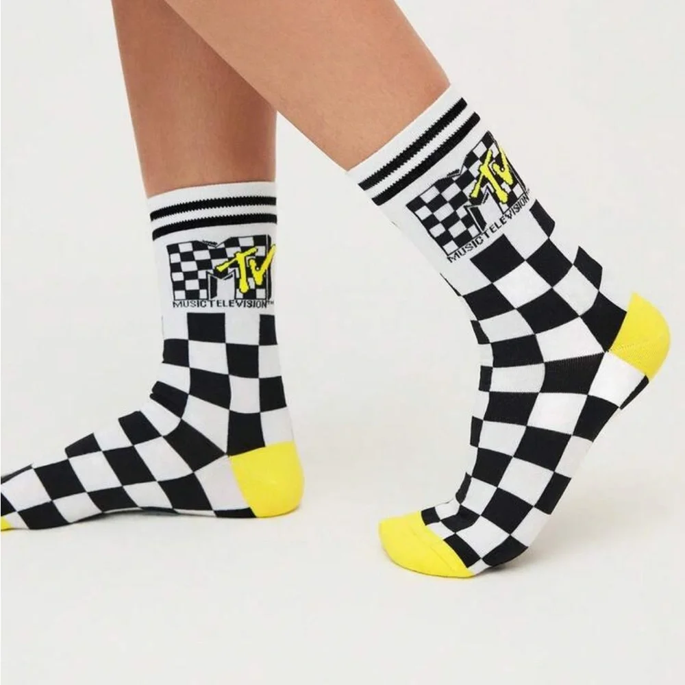 MTV Vintage Checkerboard Crew Socks NEW 🏷️